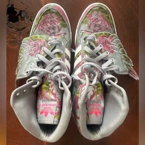 Jeremy Scott Women's Floral Sneakers - Pink and Green